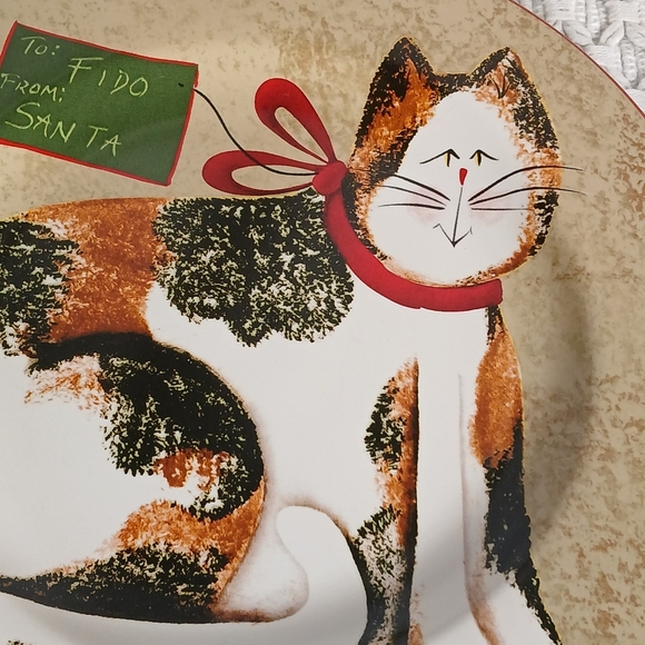 2 Fiddlestix 8" Christmas Cats Plates Sakura Dessert Orange Tabby Black White - Picture 5 of 12